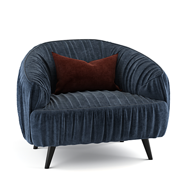 Sigmund Blue Armchair with Red Cushion 3D model image 1 