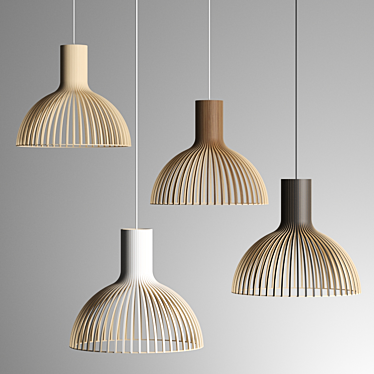 Sleek Birch Pendant Lamp 3D model image 1 