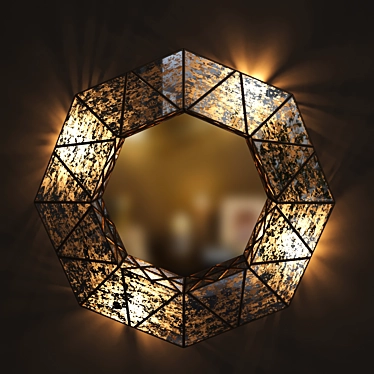 Vintage-Style Illuminated Octagonal Mirror 3D model image 1 