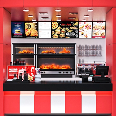 JC Fastfood & Coffee Kiosk 4: Seamless Fastfood Experience 3D model image 1 
