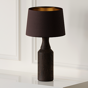 Wooden Footed Brown Lamp Pair 3D model image 1 