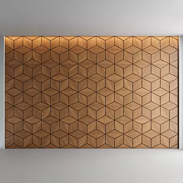 Elegant Wooden 3D Wall Panel 3D model image 1 