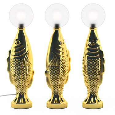 Golden Fin Table Lamp 3D model image 1 