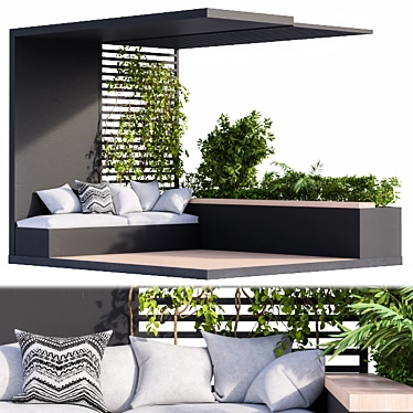 Black Outdoor Furniture Set for Rooftop Gardens & Balconies 3D model image 1 