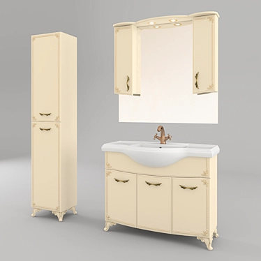 Classic Beige Bathroom Furniture Set 3D model image 1 