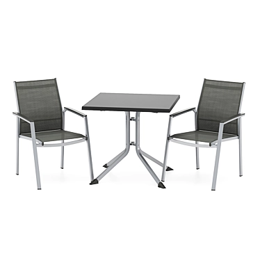 Foldable Table & Stackable Armchair Set 3D model image 1 