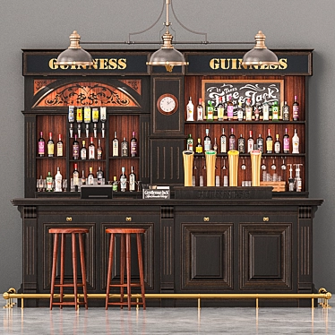 Pub-style Bar Counter 3D model image 1 