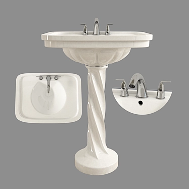 Elegant Pedestal Bath Stand 3D model image 1 