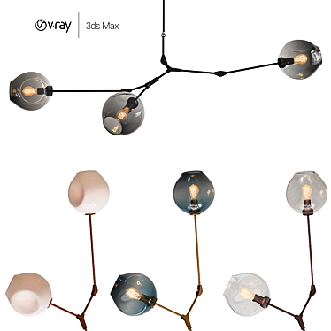 Elegant Branching Bubbles Chandelier 3D model image 1 