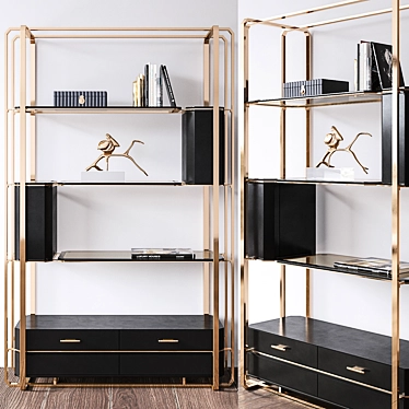 Elegant Waltz Bookcase: Luxurious Storage Solution 3D model image 1 