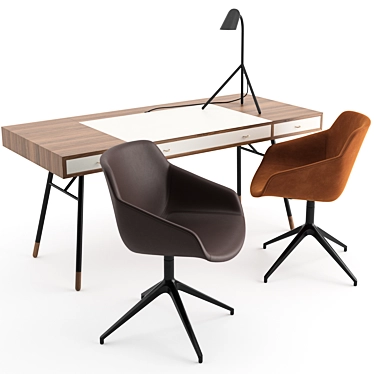 Sleek Office Set with Cupertino Desk, Vienna Chair, and Curious Table Lamp 3D model image 1 