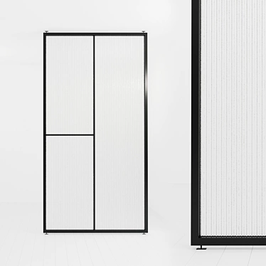 Versatile Glass Partition: Stationary & Swinging Door 3D model image 1 