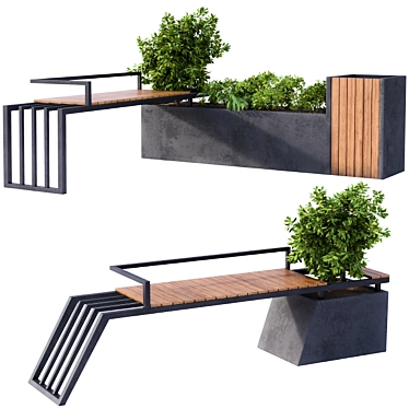 Botanical Bench: Urban Oasis 3D model image 1 
