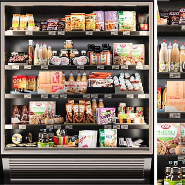Supermarket Showcase: Food, Groceries, Chocolate, Dessert 3D model image 1 