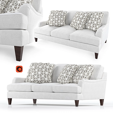 Omni 89: Classic Style Sofa with Deep Seating & Soft White Fabric 3D model image 1 