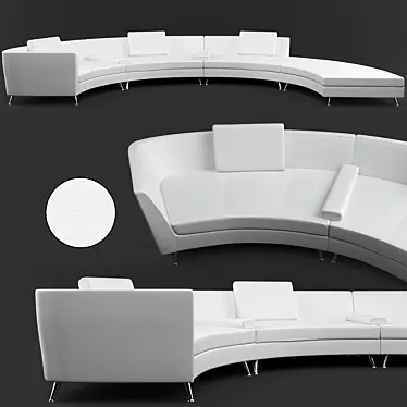 White Circular Sofa 3D model image 1 