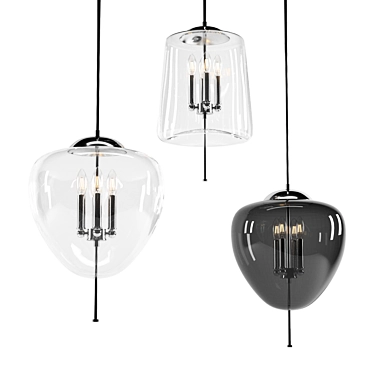 Modern Glass Pendant Lamp with 4 Lights 3D model image 1 