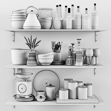 Elegant Kitchen Decor Set 3D model image 1 