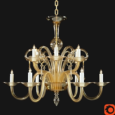 Amber Murano Glass Chandelier 3D model image 1 