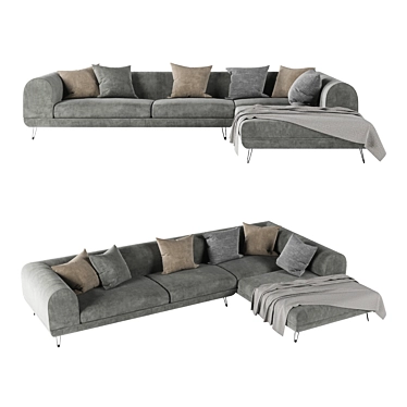 Modern Coastal Sectional Sofa 3D model image 1 