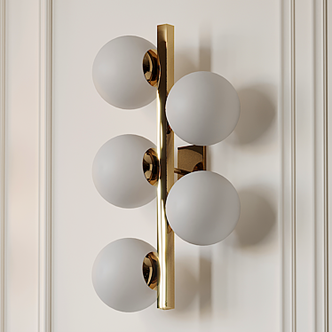 Contemporary Brass Sconces with Opaline Glass Ball 3D model image 1 