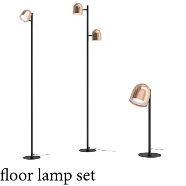 Versatile Modern Floor Lamp Set 3D model image 1 