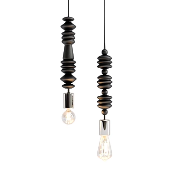 Beaded Pendant Light: Modern Elegance! 3D model image 1 