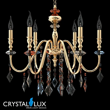 Crystal Lux MERCEDES SP6 GOLD/COLOR: Art Deco Pendant, Height 500mm 3D model image 1 