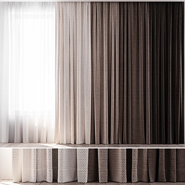 Elegant Curtain Set: 4 Color Options 3D model image 1 