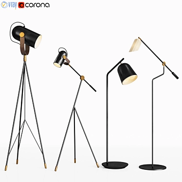 Elegant Pliverr Floor Lamp Set 3D model image 1 