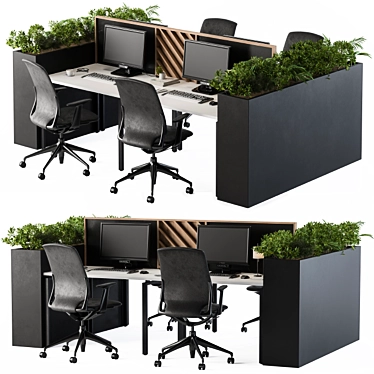 Elegant Black Desk Planter 3D model image 1 