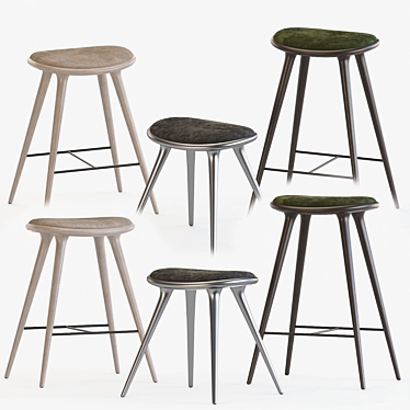 Mid Century Mater Stools 3D model image 1 