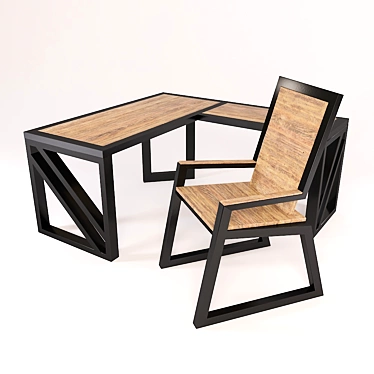 Modern Loft Table & Chair Set 3D model image 1 