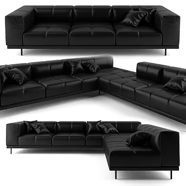 Luxury Leather Sofa 3D model image 1 