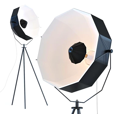 Hollywood Tripod Lamp 156cm: Steel Frame, Swiveling Shade 3D model image 1 