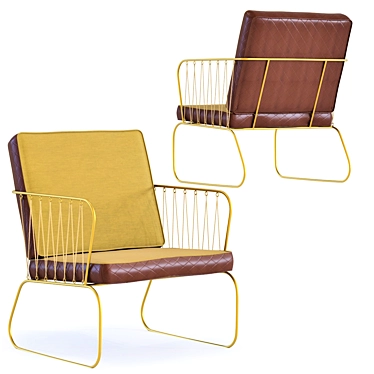 Vintage-inspired Yellow Armchair 3D model image 1 
