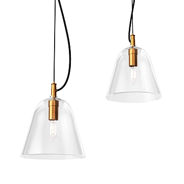 Glass Shade Pendant Lamp - 167.5cm Suspended Height 3D model image 1 