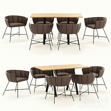 Modern 4union Dining Set 3D model image 1 