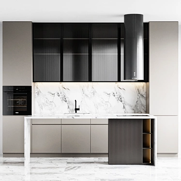 Stylish Kitchen Upgrade: Blanco Mixer & Miele Oven 3D model image 1 
