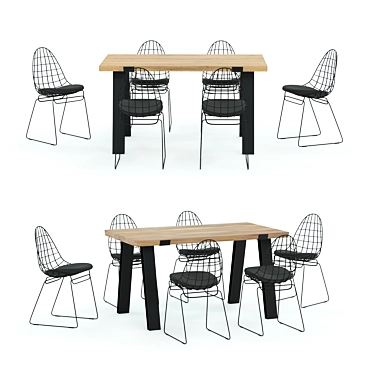 Elegant 4union Dining Set 3D model image 1 