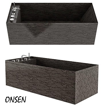 Luxurious Onsen Marble Bathtub 3D model image 1 