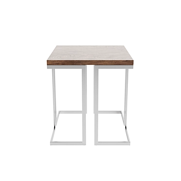 Modern Grey Wood & Steel End Table 3D model image 1 