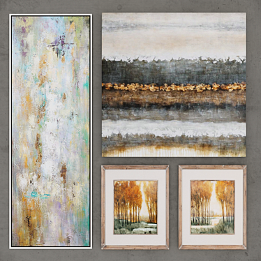 Modern Abstract Autumn Art Set 3D model image 1 