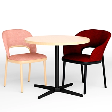 Thonet 520 Chair & 1818 Table Set 3D model image 1 