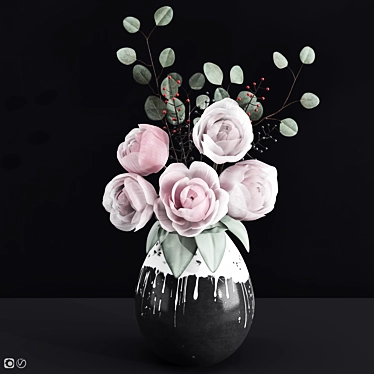 Elegant Peony Blossom Bouquet 3D model image 1 