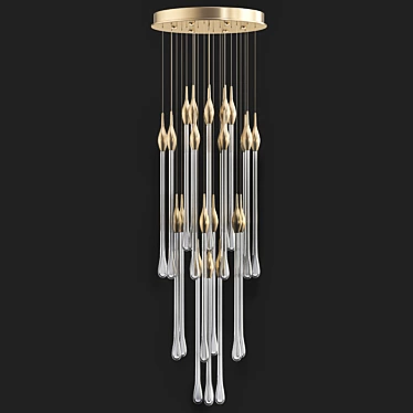 Elegant LED Glass Drops Chandelier 3D model image 1 