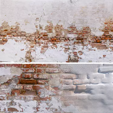 Historic Brick Wall with Stucco - High Resolution 3D model image 1 