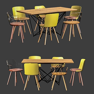 Stylish 4union Dining Set 3D model image 1 