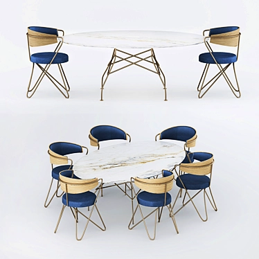 Elegant Kartell Table & Marmo Furniture Chairs Set 3D model image 1 