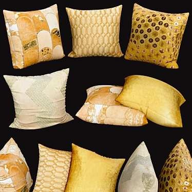 Gold Accent Sofa Pillows 3D model image 1 